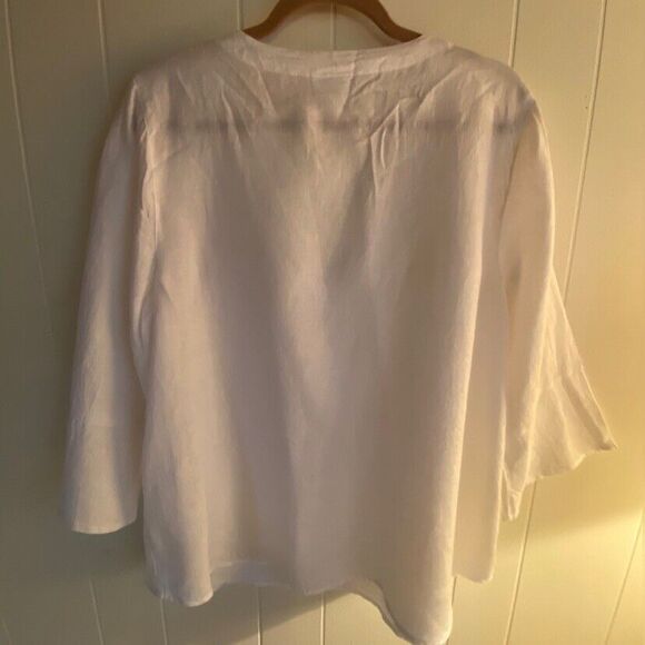 J. Jill Love Linen Blouse Women’s Large Linen Studded Bell Sleeves Fairy - Picture 2 of 7